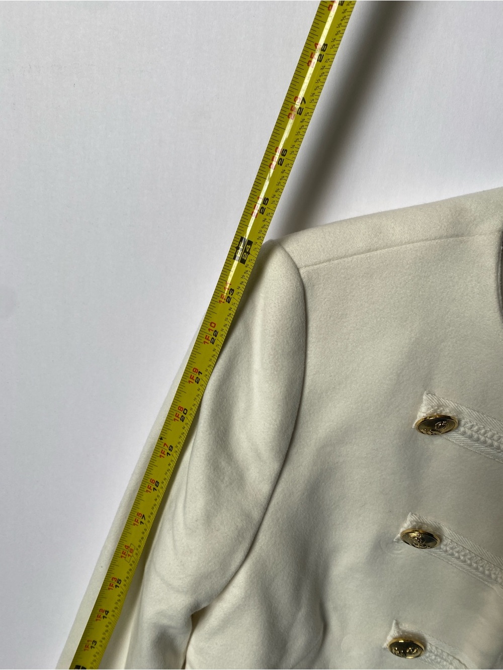 Zara White Military-Style Double-Breasted Blazer with Gold Buttons - Picture 9 of 12